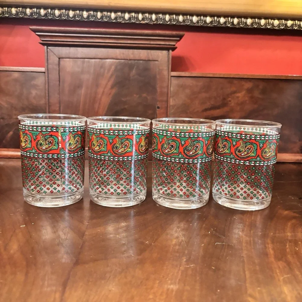 Vintage Oneida JG Hook Bountiful Paisley 14 Oz Double Old Fashioned Glasses 4